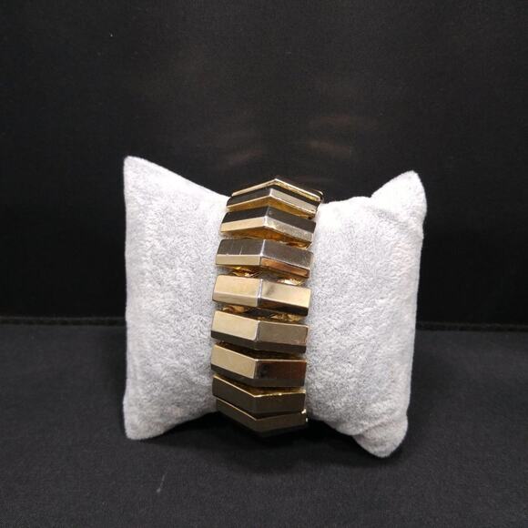 Vintage Modernist Japan Expansion Bracelet, Gold Tone, 6 Inches - Picture 6 of 7